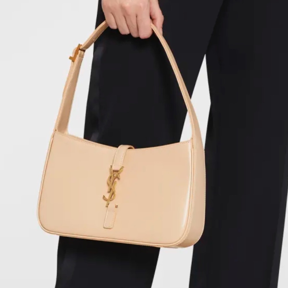 Saint Laurent Hobo YSL Shoulder Bag in Smooth Leather